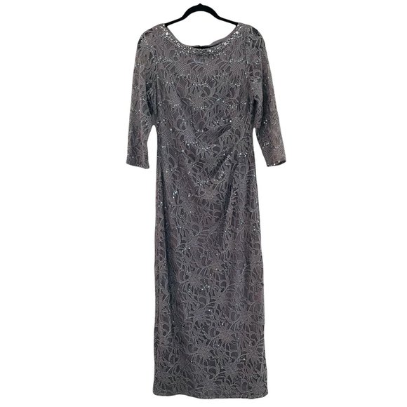 Jessica Howard Dresses & Skirts - Jessica Howard Womens Grey Long Wedding Mother Formal Sequin Lace Dress  Size: 1